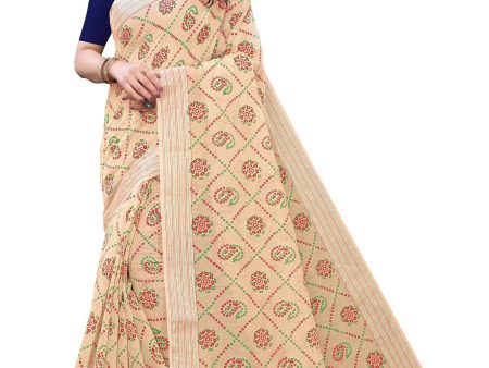 Vamika Cream Linen Jari Border Saree (CHARVI CREAM) Discount