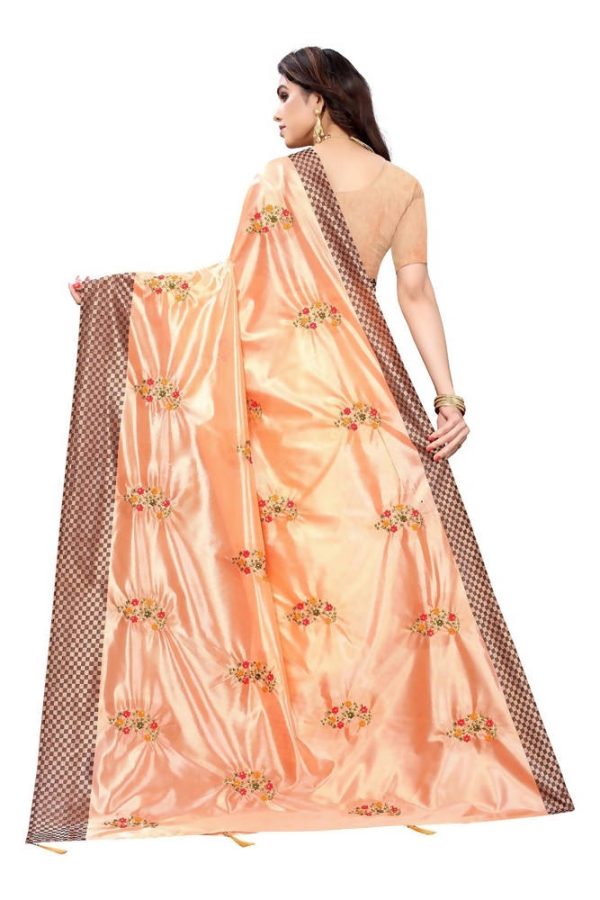 Vamika Orange Crepe Embroidery Saree (Nirali Orange) Hot on Sale