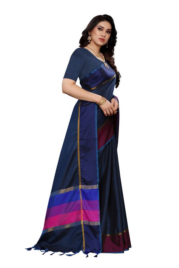 Vamika Navy Cotton Silk Weaving Saree (Binita Navy) Online Sale