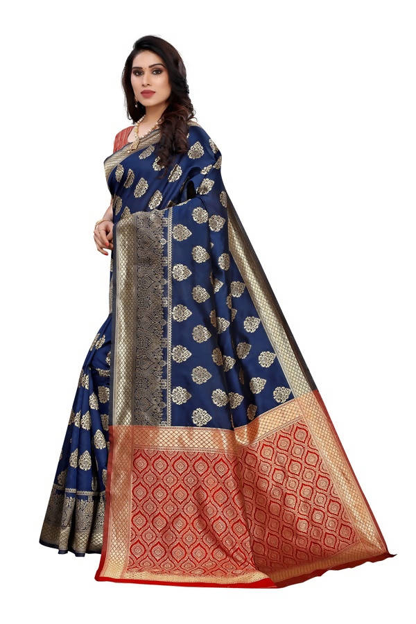 Vamika Banarasi Jacquard Weaving Blue Saree (Dangal Blue) Supply