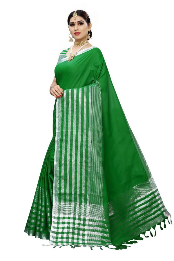 Vamika Green Cotton Silk Weaving Saree (Twitter Green) Supply