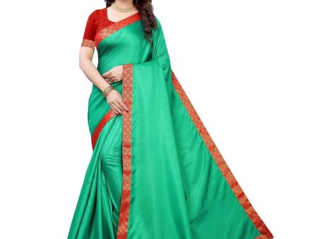 Vamika Rama Green Dola Silk Border Saree (Kirti Rama) For Discount