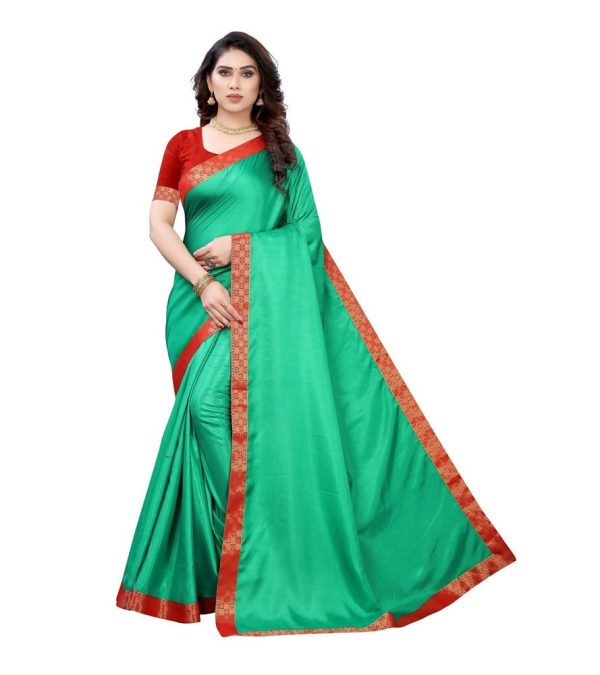 Vamika Rama Green Dola Silk Border Saree (Kirti Rama) For Discount