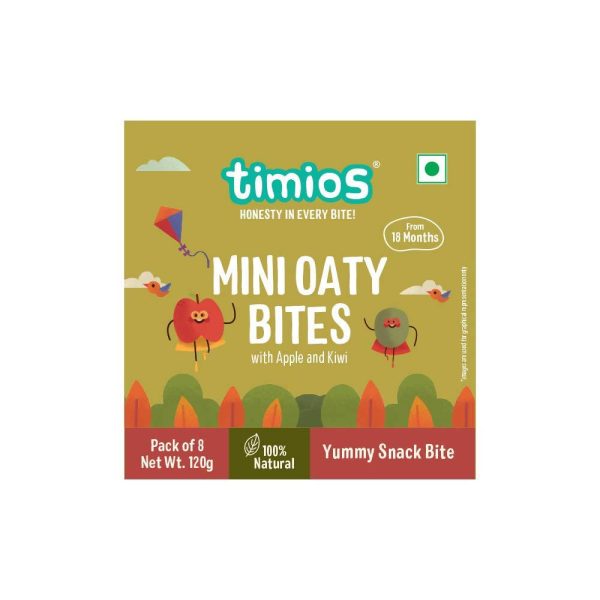 Timios Mini Oaty Bites Apple and Kiwi Finger Food for Toddlers For Sale