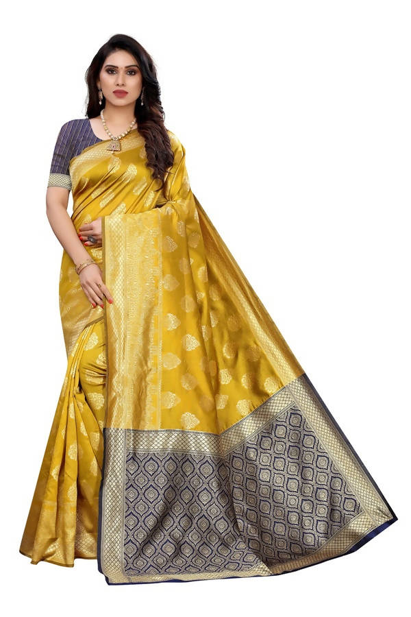 Vamika Banarasi Jacquard Weaving Yellow Saree (Dangal Yellow) Online