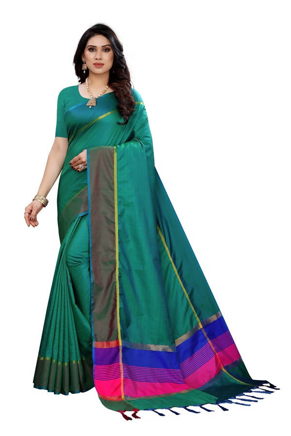 Vamika Green Cotton Silk Weaving Saree (Binita Green) Supply