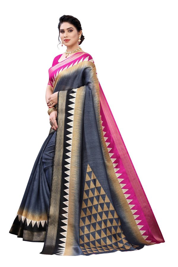 Vamika Grey Linen Jari Border Saree (GUNJAN GREY) on Sale