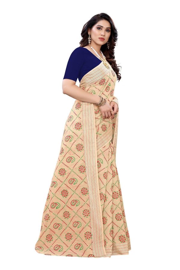 Vamika Cream Linen Jari Border Saree (CHARVI CREAM) Discount