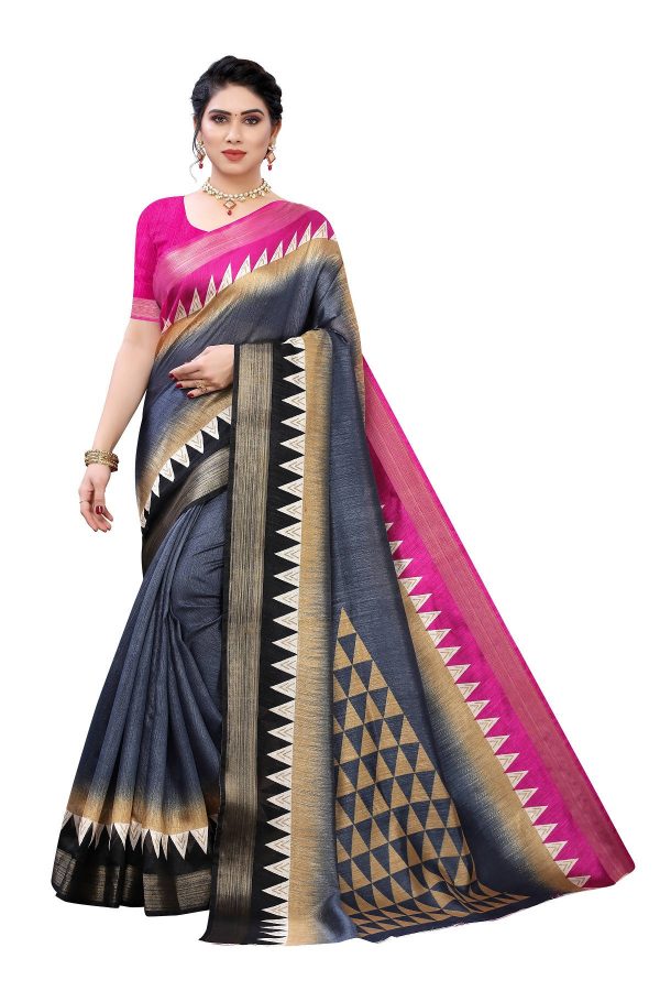 Vamika Grey Linen Jari Border Saree (GUNJAN GREY) on Sale