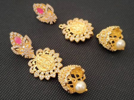 AD Rubies Designer 4 in 1 Temple Earrings Online now