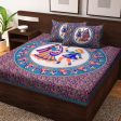 Vamika Printed Daandiya Cotton Blue Bedsheet With Pillow Covers (PM Daandiya Firozi) Fashion