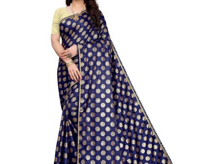 Vamika Navy Rangoli Silk Foil Print Saree (Danish Navy) Cheap