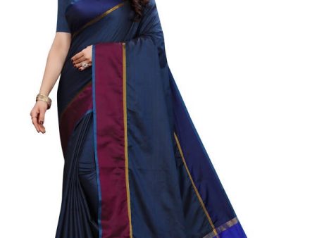 Vamika Navy Cotton Silk Weaving Saree (Binita Navy) Online Sale