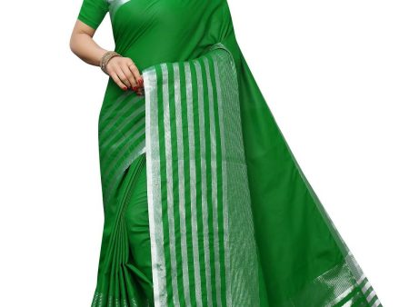 Vamika Green Cotton Silk Weaving Saree (Twitter Green) Supply