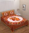 Vamika Printed Cotton Dafli Orange Bedsheet With Pillow Covers (PM Dafli Orange) Online Sale