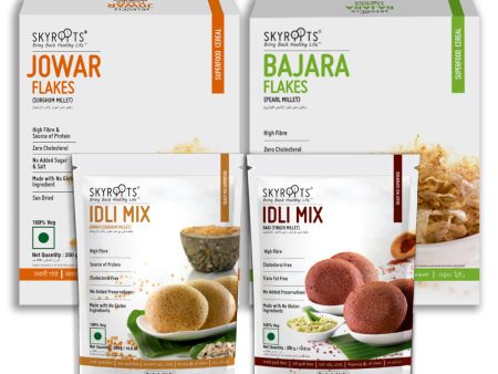 Skyroots Jowar Flakes + Bajara Flakes + Ragi Idli Mix + Jowar Idli Mix Combo Pack Discount