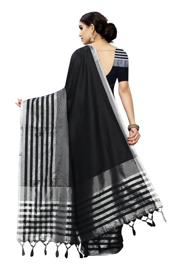 Vamika Black Cotton Silk Weaving Saree (Twitter Black) Online Hot Sale