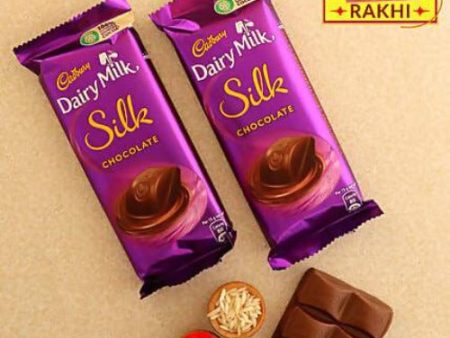 Zardosi Motif Rakhi & Cadbury Silk Chocolates For Discount