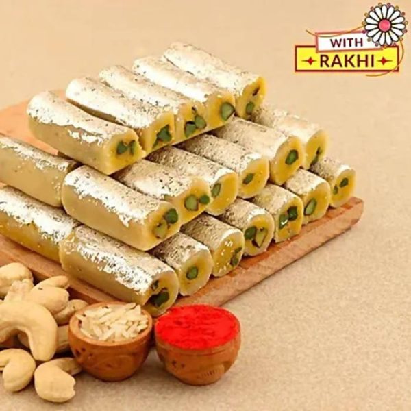 Traditional Lion Face Rakhi & Kaju Roll Box Sale