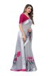 Vamika Grey Linen Satin Patta Saree (VANI GREY) Cheap