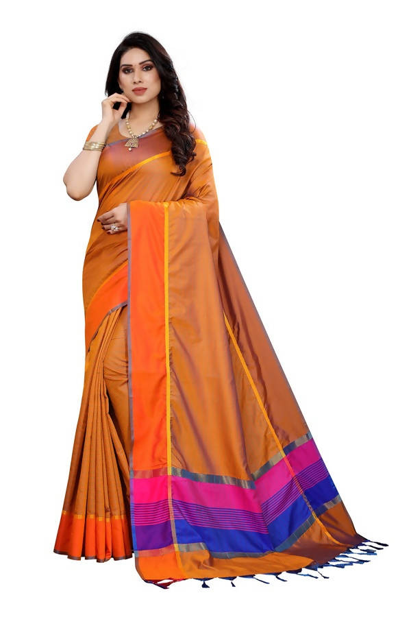 Vamika Orange Cotton Silk Weaving Saree (Binita Orange) Fashion