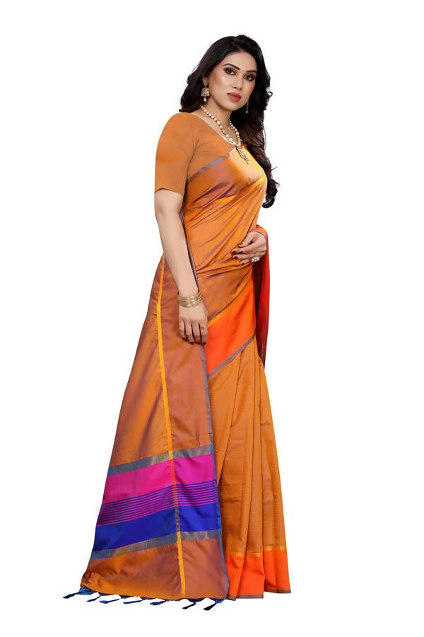 Vamika Orange Cotton Silk Weaving Saree (Binita Orange) Fashion