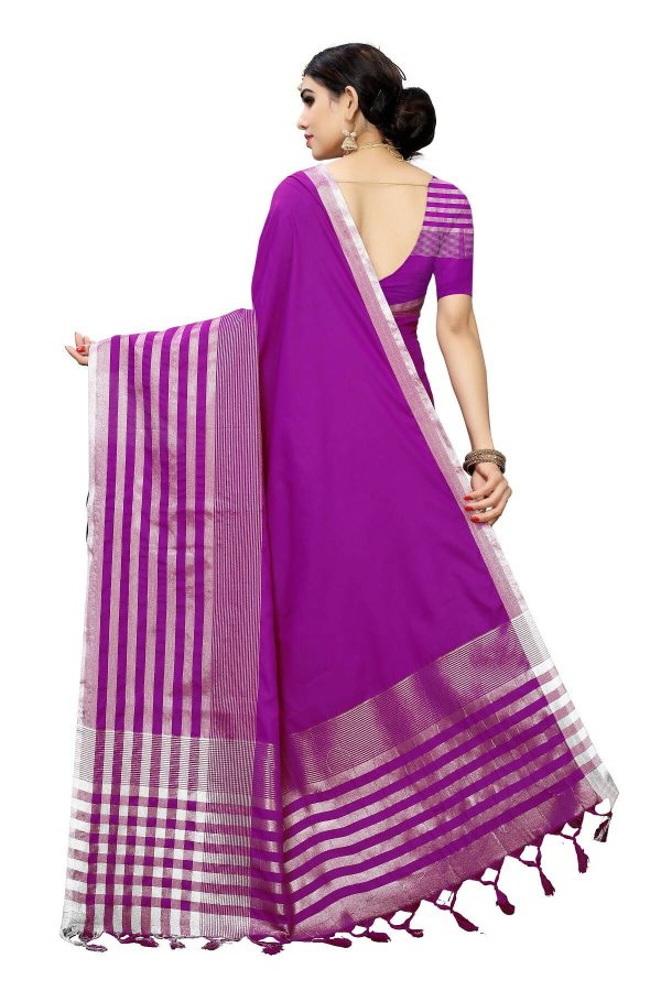 Vamika Purple Cotton Silk Weaving Saree (Twitter Purple) Discount