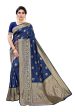 Vamika Banarasi Jacquard Weaving Blue Saree (Siri Blue) Sale