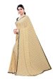 Vamika Cream Malai Silk Printed Saree (Zigzag Chiku) For Discount