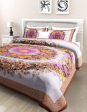 Vamika Printed Cotton Brown Bedsheet With Pillow Covers (PM Floral Brown) Hot on Sale