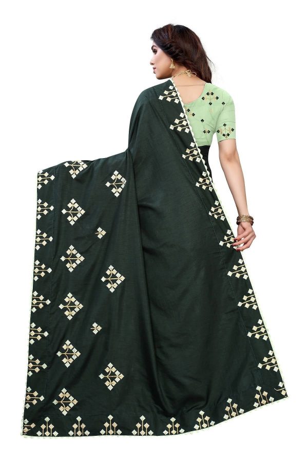 Vamika Green Dola Silk Embroidery Saree (JENY GREEN) Cheap