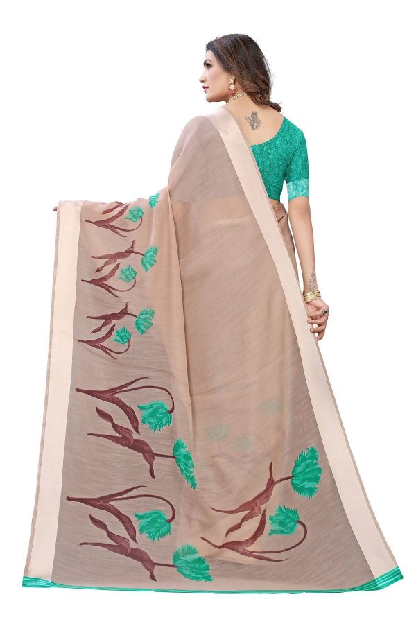 Vamika Brown Linen Satin Patta Saree (VANI CHIKU) Cheap