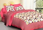 Vamika Printed Cotton Pink Floral Bedsheet With Pillow Covers (LEOC_CHKM_P) on Sale