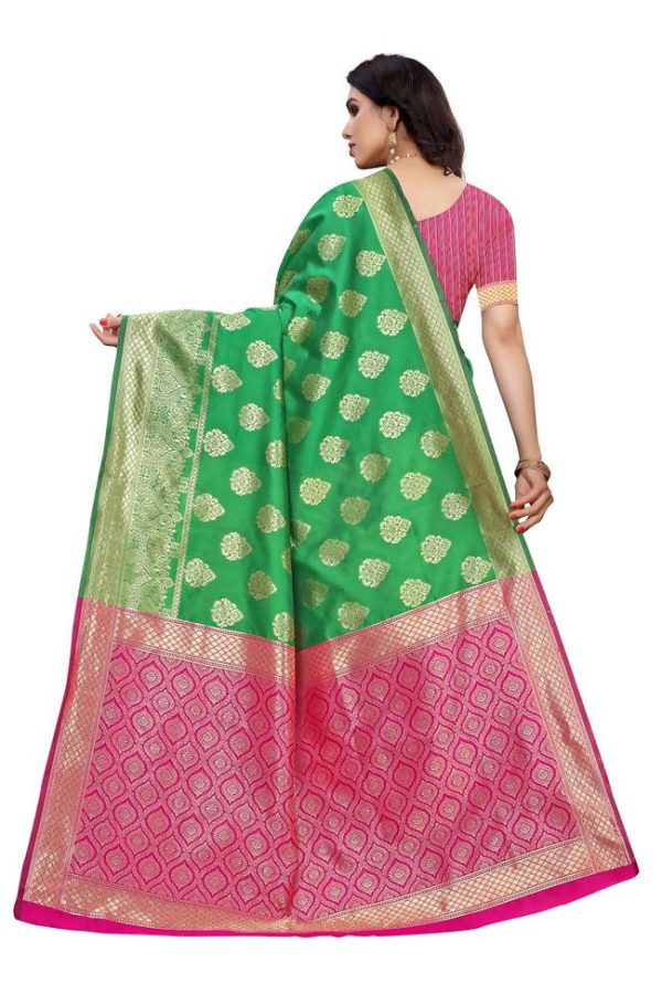 Vamika Banarasi Jacquard Weaving Green Saree (Dangal Green) Supply