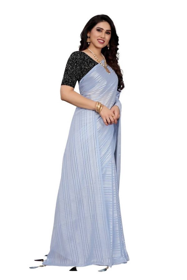 Vamika Grey Georgette Seqence Saree (Riva Grey) Cheap