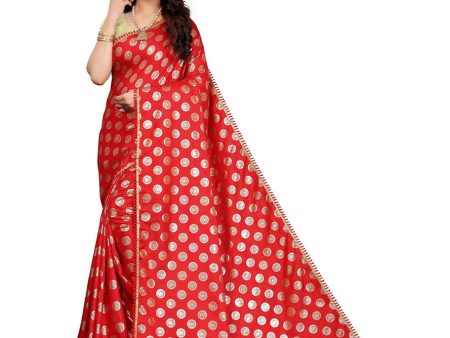 Vamika Red Rangoli Silk Foil Print Saree (Danish Red) Fashion