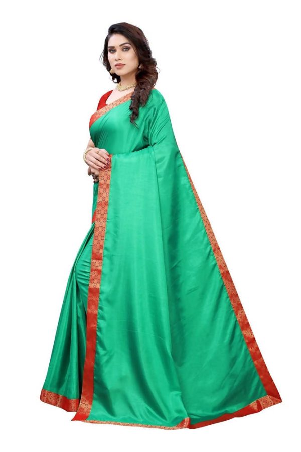 Vamika Rama Green Dola Silk Border Saree (Kirti Rama) For Discount