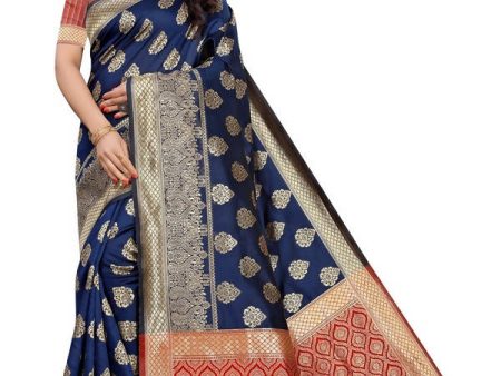 Vamika Banarasi Jacquard Weaving Blue Saree (Dangal Blue) Supply