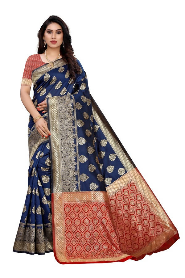 Vamika Banarasi Jacquard Weaving Blue Saree (Dangal Blue) Supply