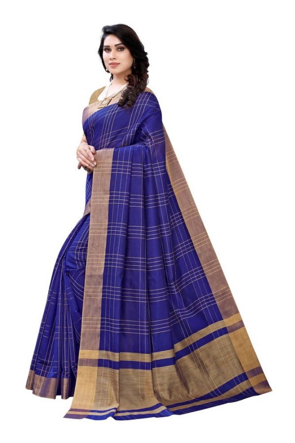 Vamika Navy Cotton Silk Weaving Saree (Anaya Navy Blue) Hot on Sale