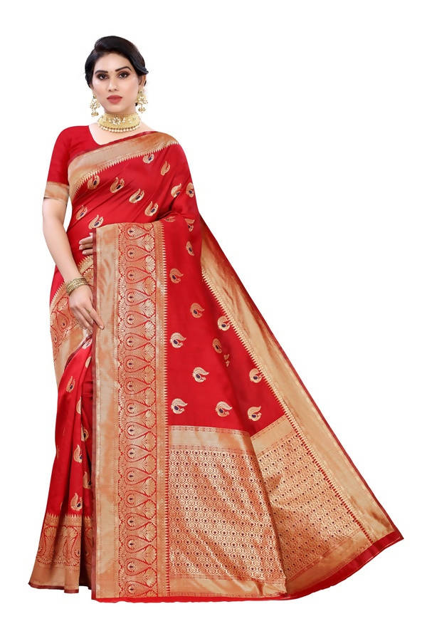 Vamika Banarasi Jacquard Weaving Red Saree (Siri Red) Hot on Sale