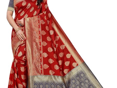 Vamika Banarasi Jacquard Weaving Red Saree (Dangal Red) Online now