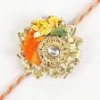 Zardosi Flower Design Rakhi & Fruit N Nut Chocolates Discount