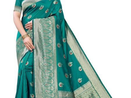 Vamika Banarasi Jacquard Weaving Green Saree (Siri Green) Online