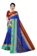 Vamika Blue & Brown Linen Jari Border Saree (GUNJAN BLUE) For Cheap