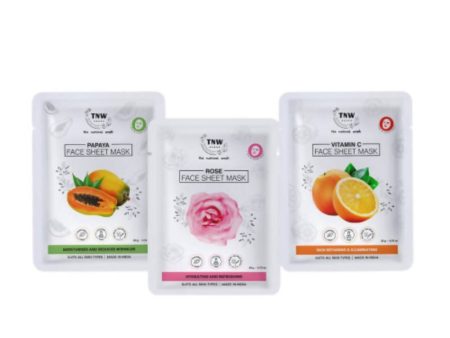 The Natural Wash Rose, Papaya, and Vitamin C Face Sheet Masks Combo Pack For Cheap