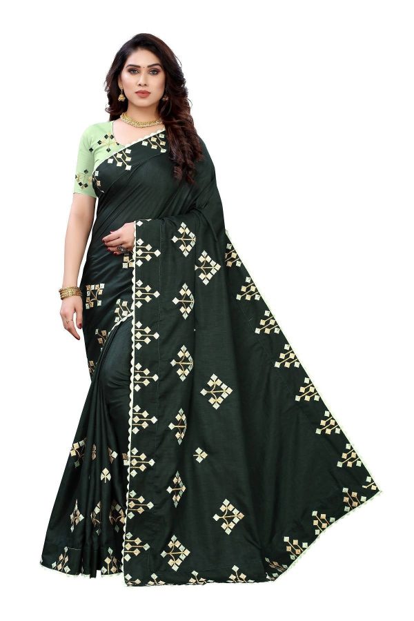 Vamika Green Dola Silk Embroidery Saree (JENY GREEN) Cheap