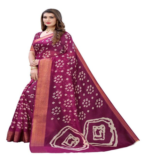 Vamika Purple and Gold Linen Jari Border Saree (RADHIKA PURPLE) Online