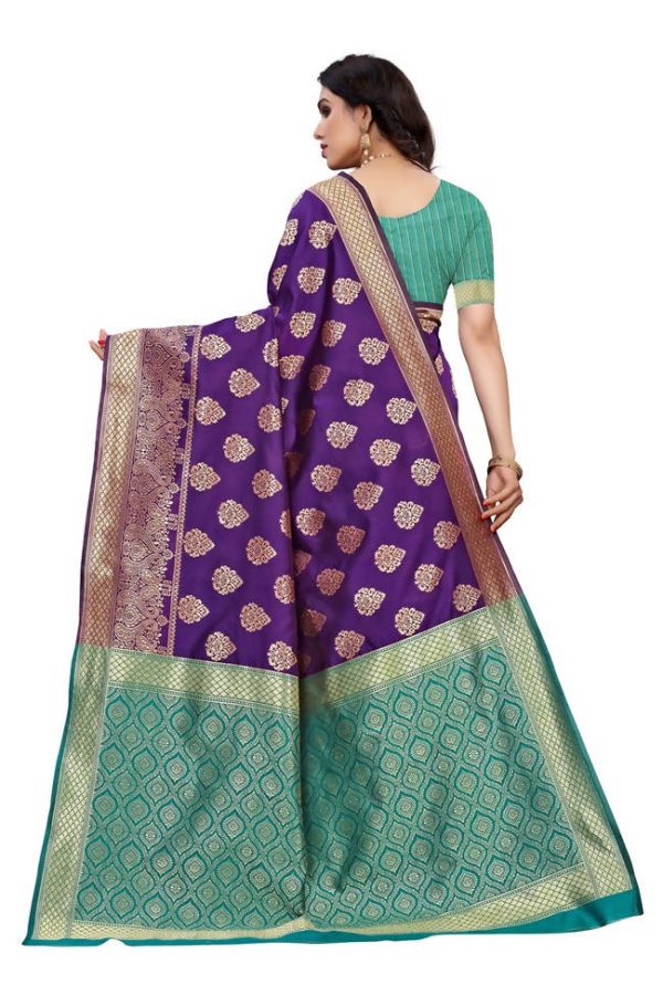 Vamika Banarasi Jacquard Weaving Purple Saree (Dangal Purple) Supply