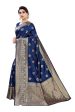 Vamika Banarasi Jacquard Weaving Blue Saree (Siri Blue) Sale